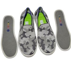 Rothy's Sneakers Youth Kids Size 4 Gray Camo Recycled Slip On Comfort Shoe EUC